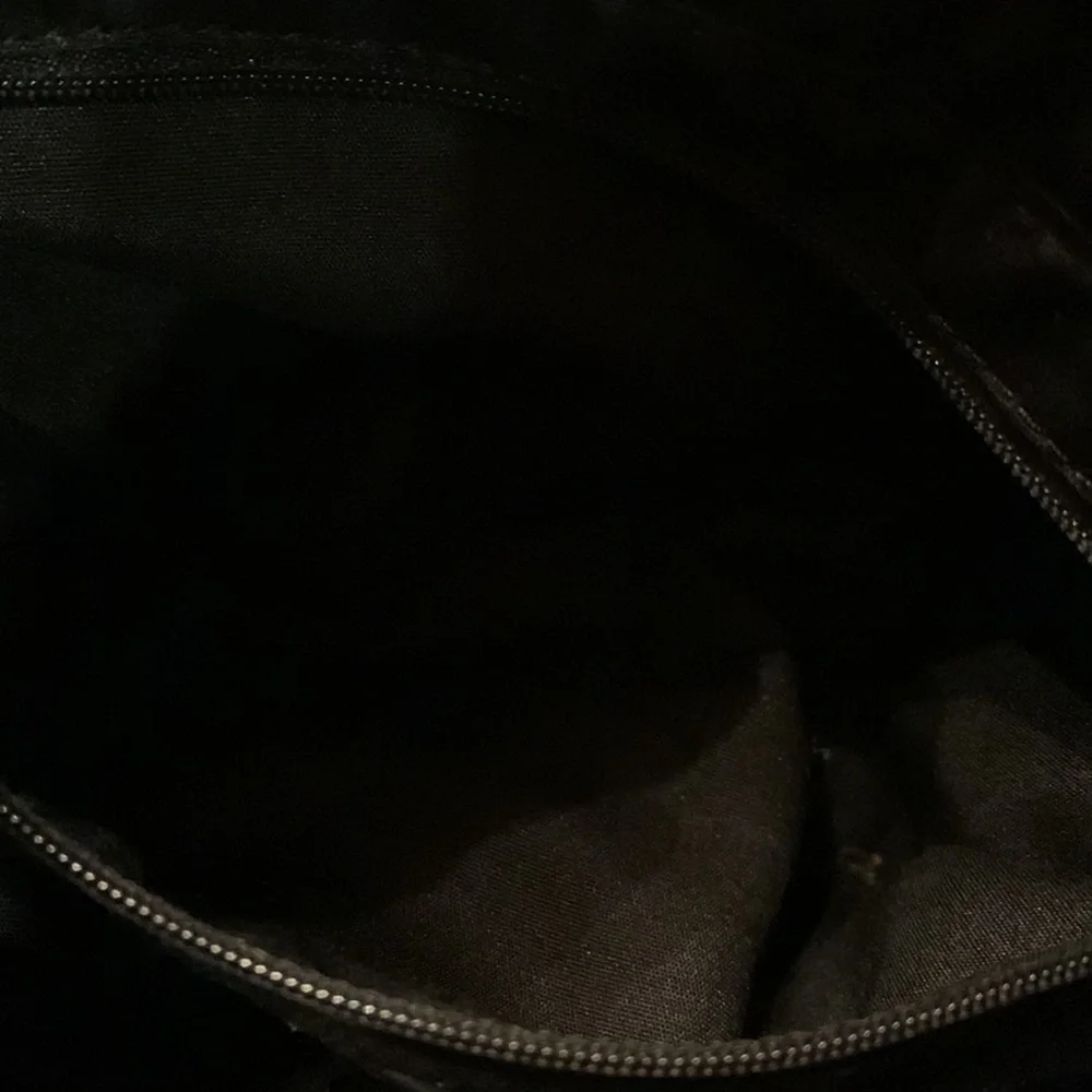 VINTAGE Etienne Aigner black A logo canvas zip top hobo bag purse pockets EUC
